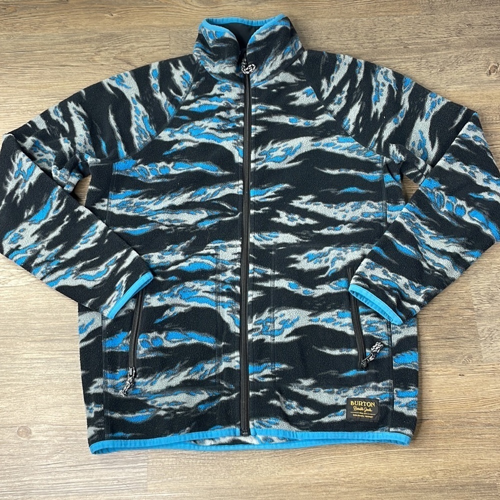 Burton Boys 2018 Black Blue Grey Spark Zip Up Fleece, size XL